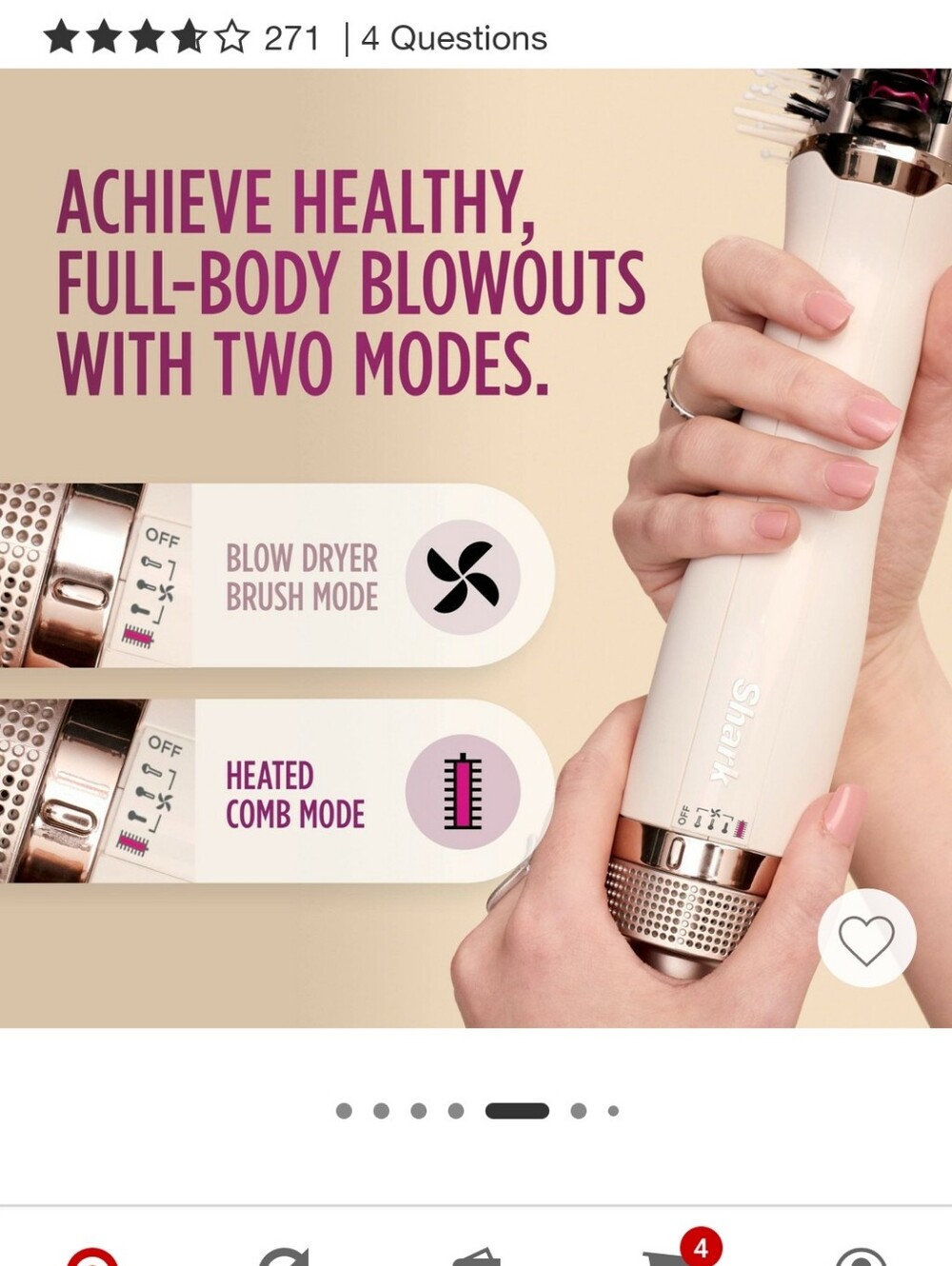 Shark White Rotating Hot Air Brush - Smooth Styling for Women - Picture 3 of 3